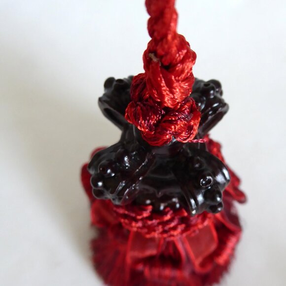 NEW 5” DECORATIVE ACCENT ROYAL CROWN TOPPED RED BURGUNDY BEADED RIBBON TASSEL - Picture 6 of 9